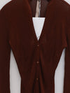 OUDE WAAG 25 Autumn and Winter Curved Ribbed Knit Cardigan OW-OW-25AW-KT01V1BR450-HZ Red Brown
